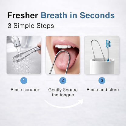 🦷 Tongue Scraper for Fresh Breath | Stainless Steel 2-Pack