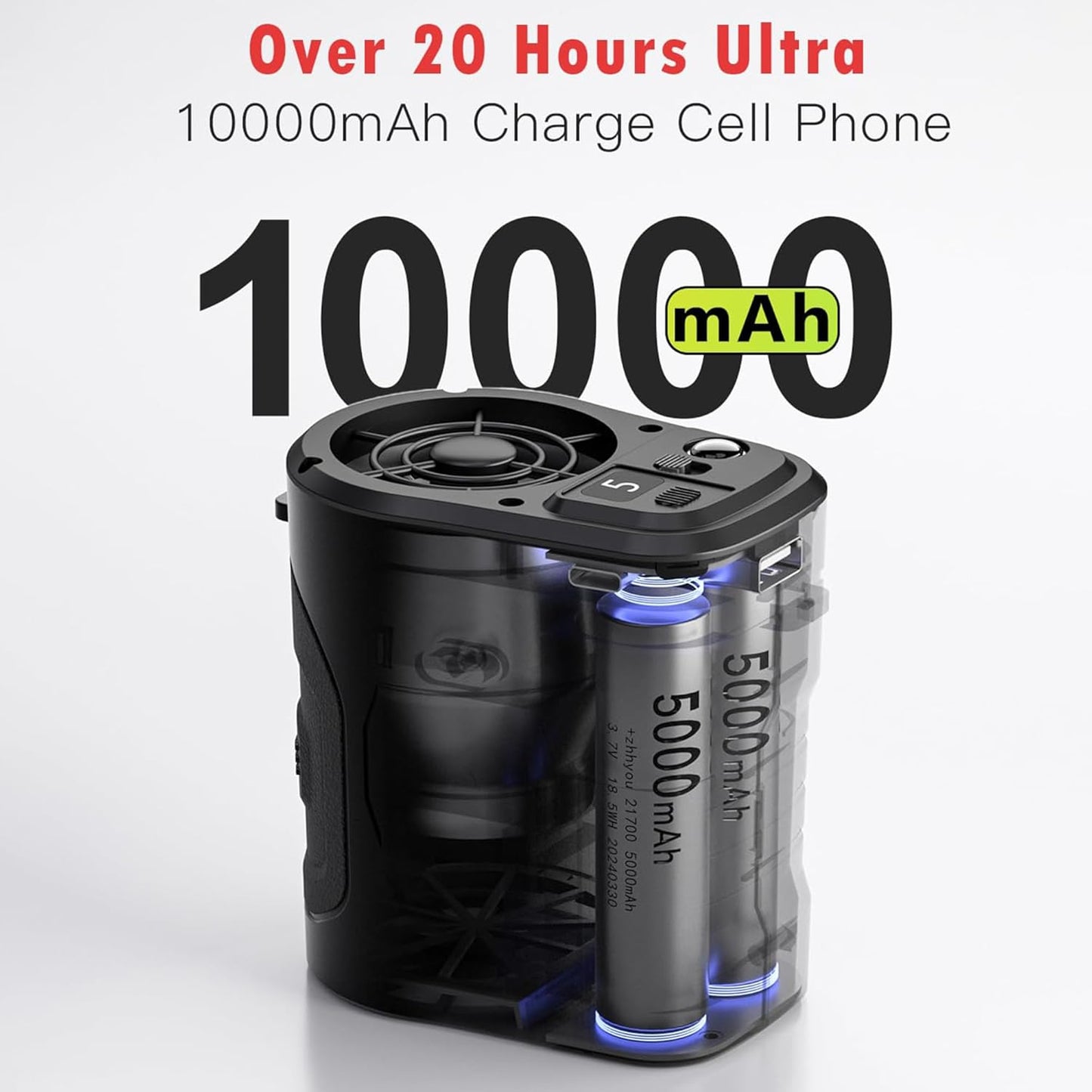 This portable waist fan has a battery life of over 24 hours.