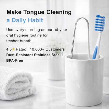 🦷 Tongue Scraper for Fresh Breath | Stainless Steel 2-Pack