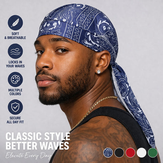 🔥 Classic Paisley Durag for Waves, Braids & Streetwear Style