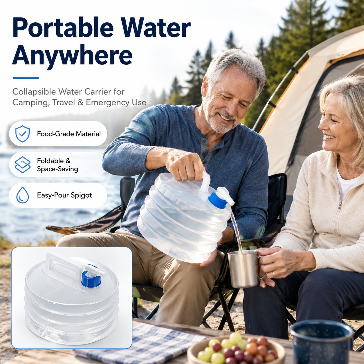 🔥 Last Day 49% OFF - Collapsible Polyethylene Water Carrier Container with Leakproof Spigot
