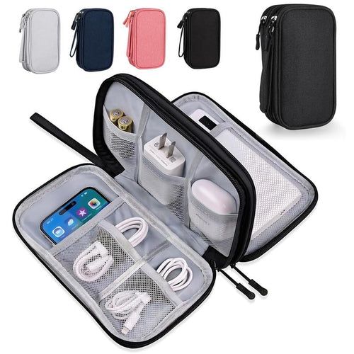 🔥43% OFF Today Only – Cable Organizer Bag, Double Layer Travel Pouch for Chargers, Cords & Tech Accessories