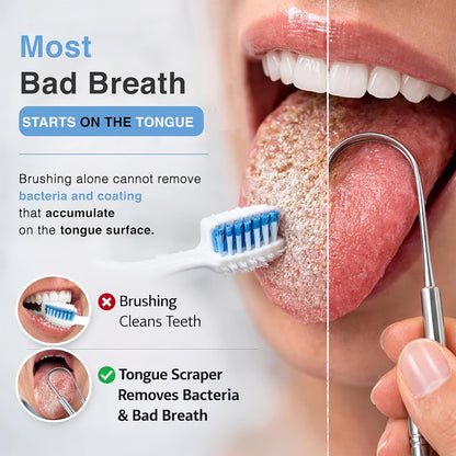 🦷 Tongue Scraper for Fresh Breath | Stainless Steel 2-Pack