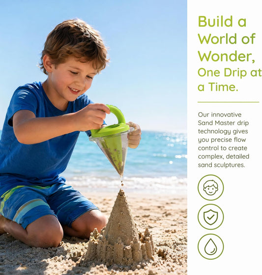 🏖️ Giant Sand Art Funnel – 🎨 Draw, Build & Create with Sand & Water – Creative Beach Toy for Kids – 11 Inch, Easy 3-Step Play