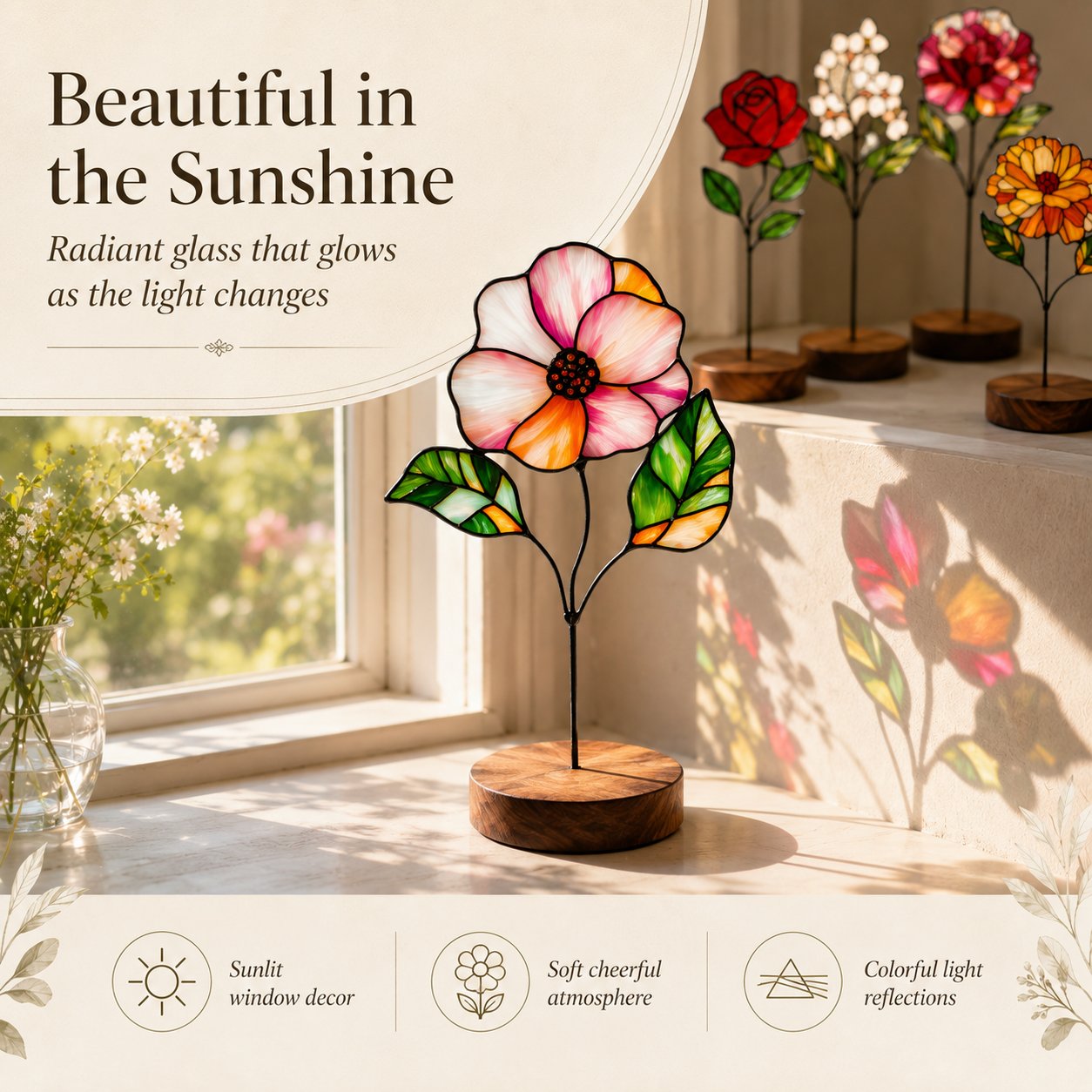 🚚Buy 2 Get Free Shipping - Handmade Stained Glass Flower Freestanding Window Decor