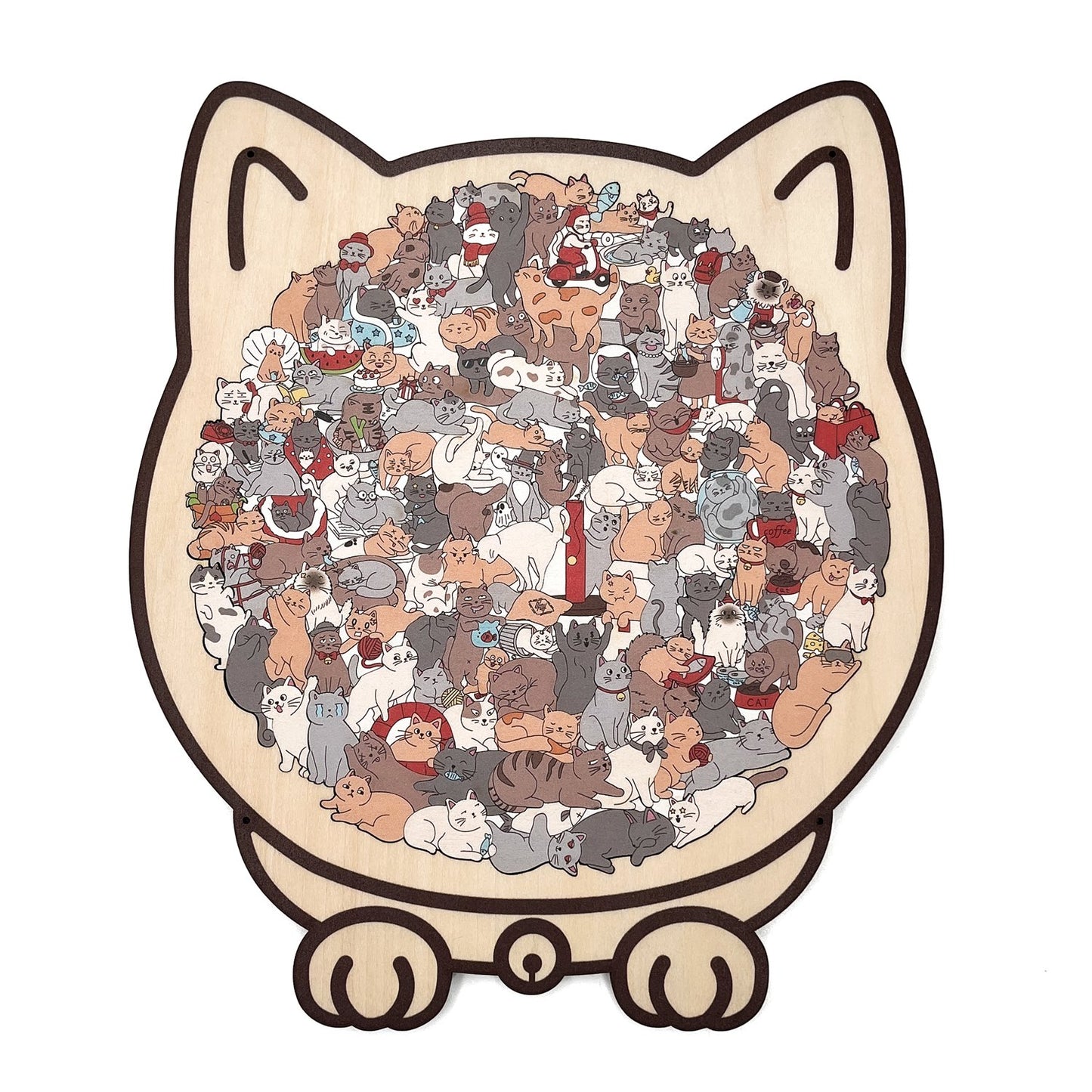 💥135-Piece Morandi-Colored Cat Shaped Wooden Jigsaw Puzzle