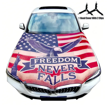 🇺🇸🔥 American Flag Hood Cover 🚗 | Wind-Proof & Universal Fit 🛡️