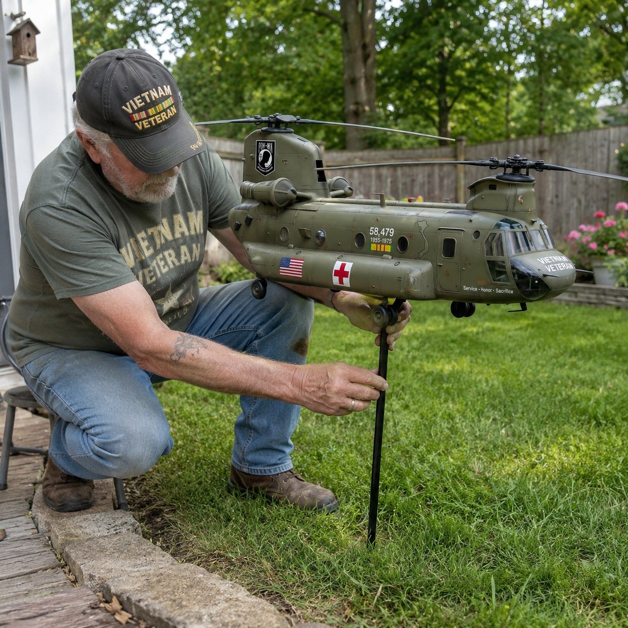 🇺🇸 Honoring Their Service – 🚁 UH-1 Huey Veteran Wind Spinner – Order Today for Memorial Garden 🎖️