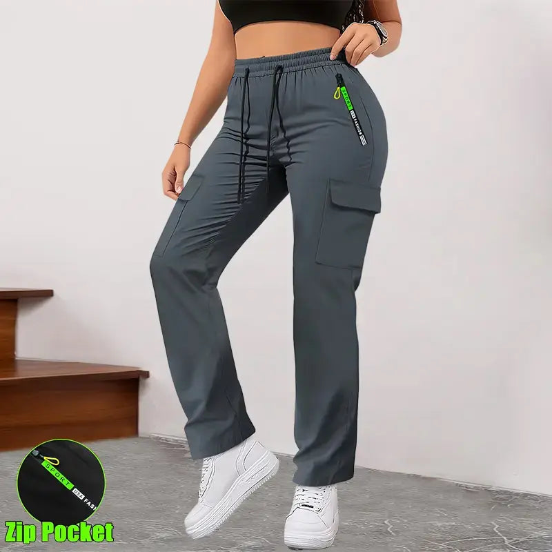 🔥 ShaperTech  Women's Cargo Pants - High-Waisted, Quick-Dry & 6 Secure Pockets 👟