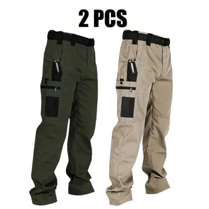 🔥Men's Waterproof Tactical Work Pants - Solid Color with Multi-Pockets for Outdoor Activities
