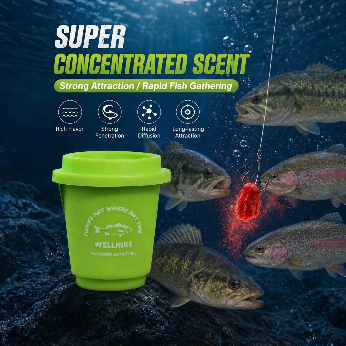 Revolutionary Fish Attractant Bait – High-Performance Cup-Packed Fishing Lure