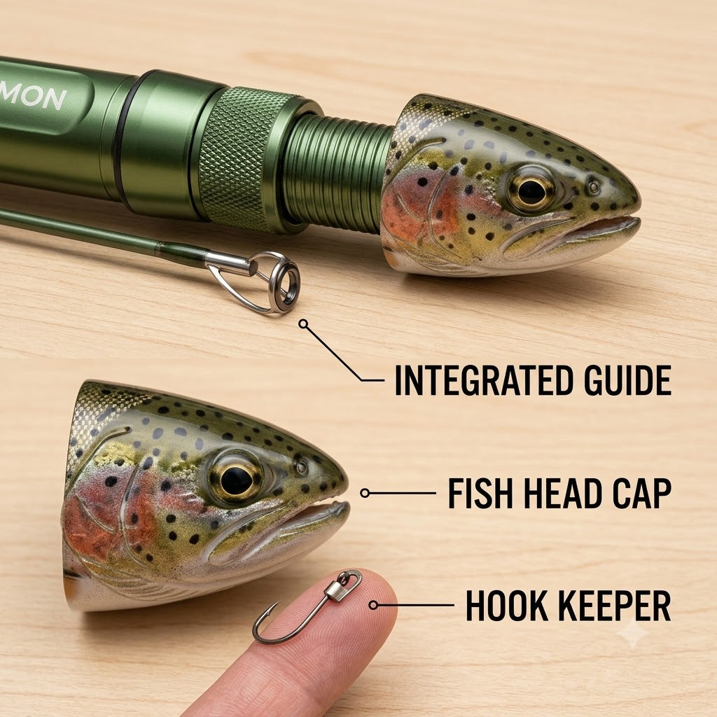 Fish-shaped Telescopic Lure Fishing Rod with Straight Handle