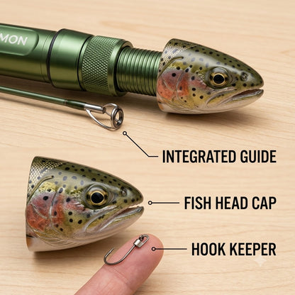 Fish-shaped Telescopic Lure Fishing Rod with Straight Handle