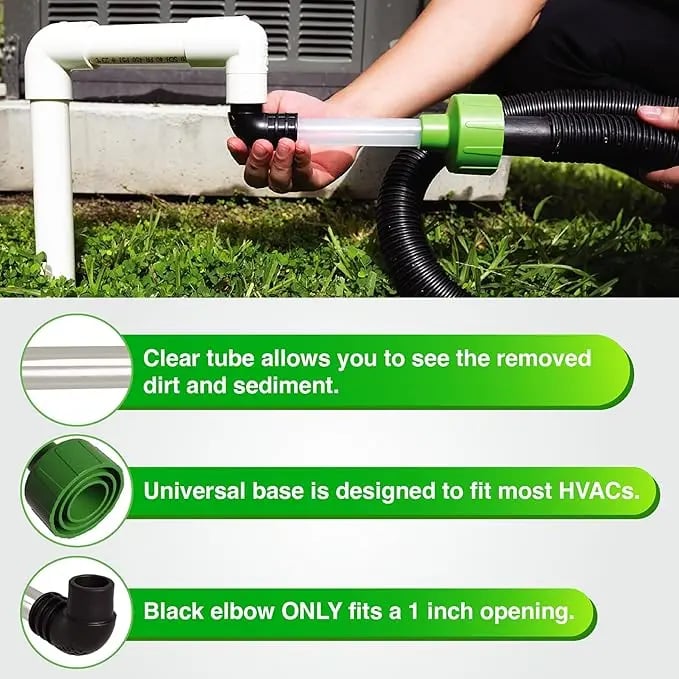 HVAC to PVC AC Drain Line Cleaner Tool - Universal Fit AC Drain Line Unclogger
