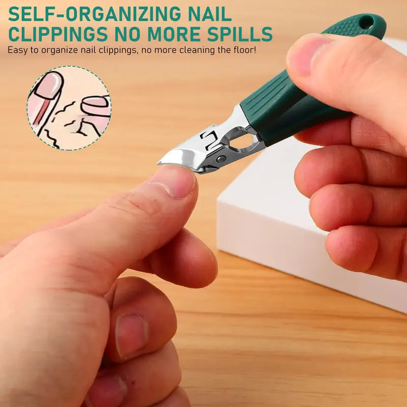 🦅 Eagle Beak Nail Clipper for Thick & Ingrown Nails – ✂️ Anti-Splash Design, Wide Jaw, Long Handle for Seniors – Stainless Steel Precision Blade