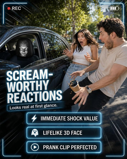 “Scary Face” Headrest Cover, Spooky-Style Stretchable Headrest Protector
