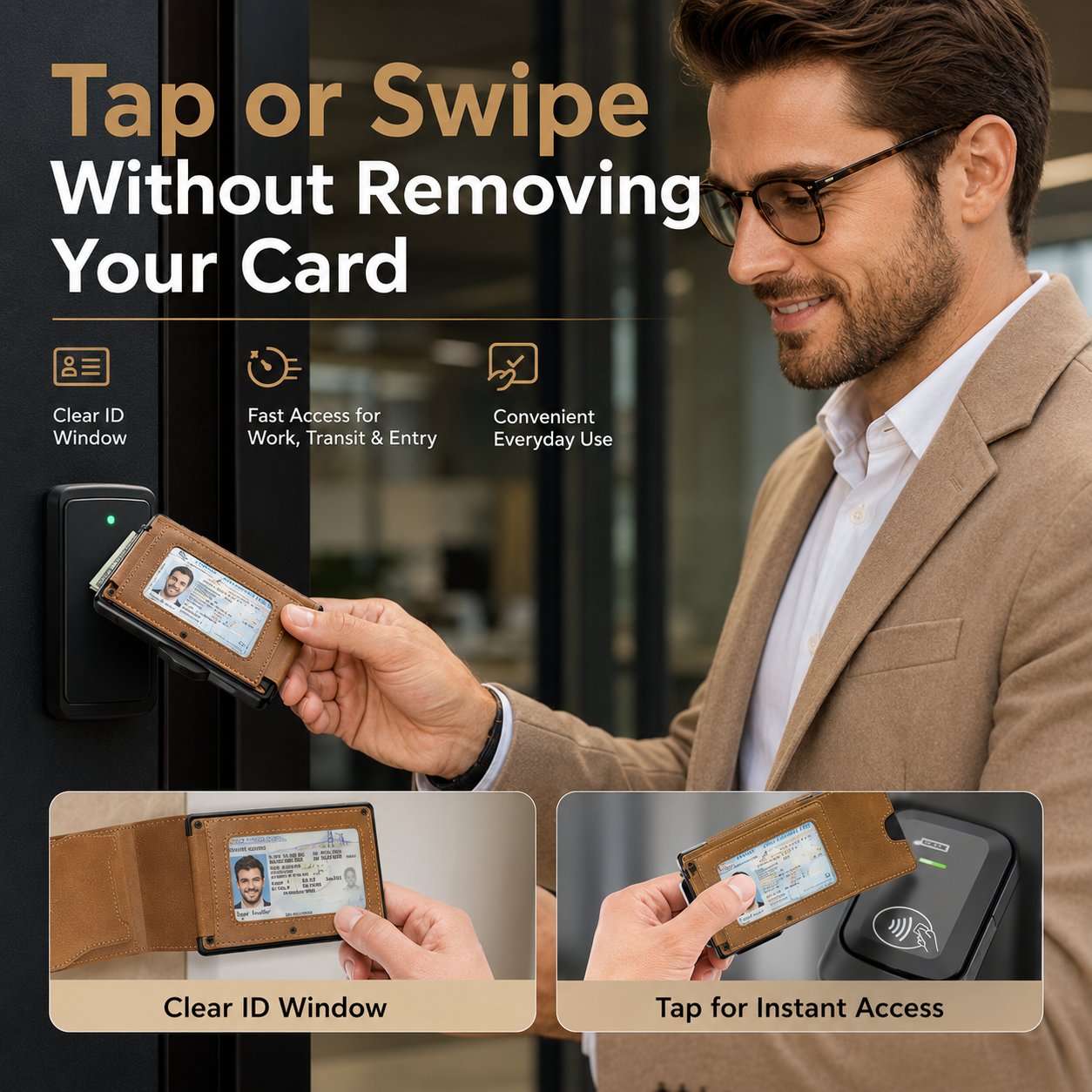 🎁 Slim Pop-Up Wallet for Men – Quick Card Access RFID Blocking