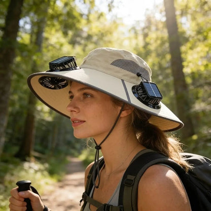 🧢 2026 Solar Cooling Hat – 🌬️ 3 Built-in Fans, UPF50+ Sun Protection – Solar + Battery Powered