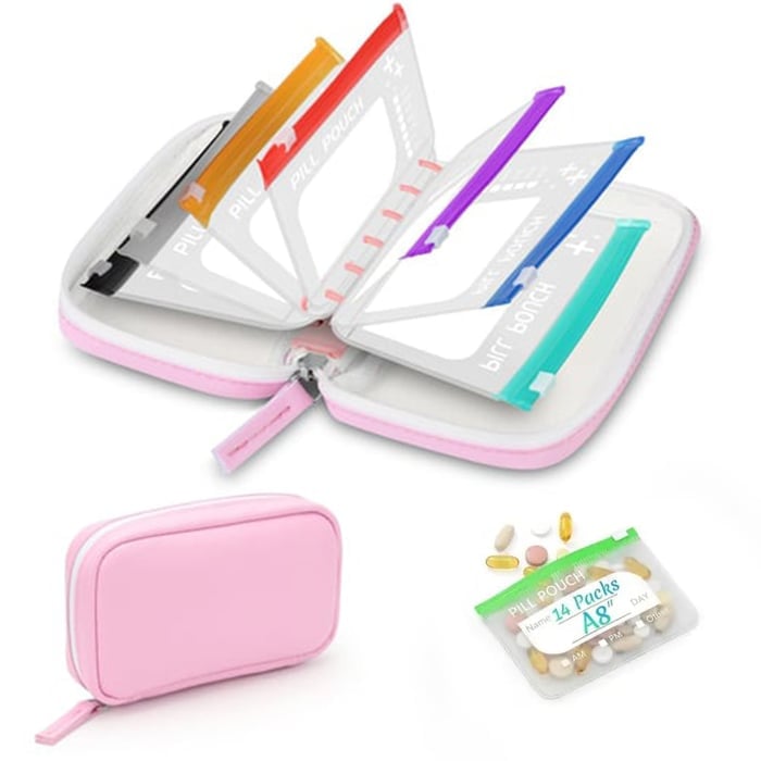 💊 A8 Waterproof Pill Pouch Set – Large Weekly Travel Medicine Organizer