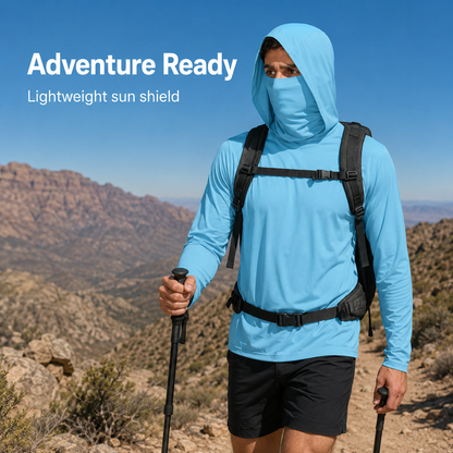 Men's UPF 50+ Lightweight Hoodie with Face Covering