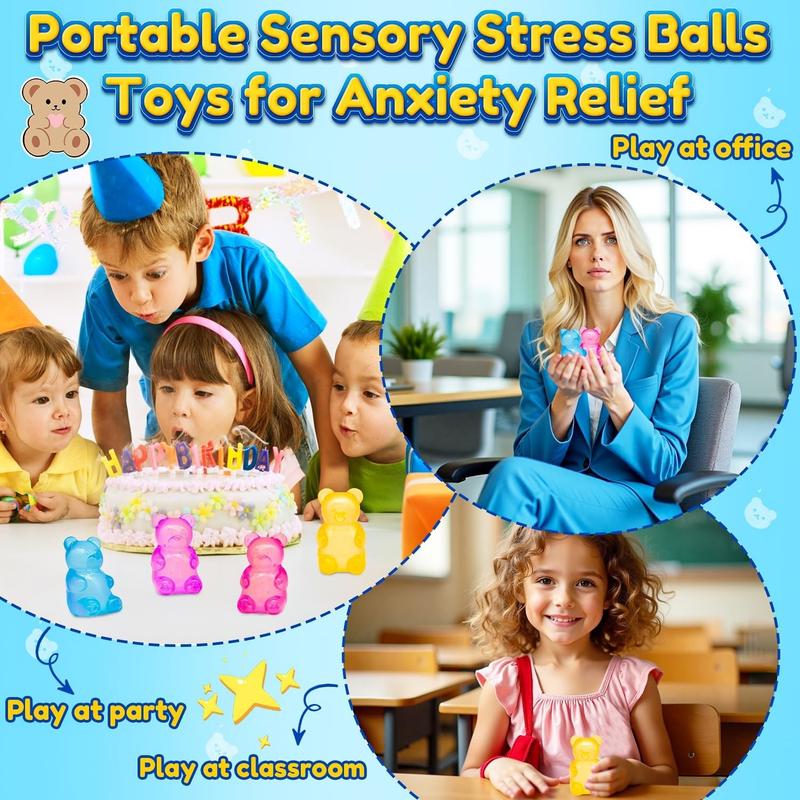 4 counts Squishy Bear - Sensory Fidget Toy with Jelly-Like Filling