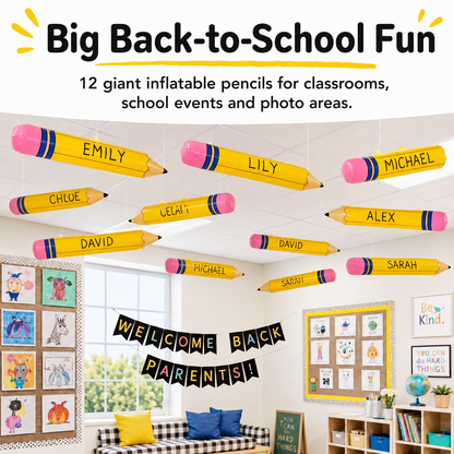 📢 55% OFF ENDS TODAY 💥 ✏️ 12Pcs Giant Inflatable Pencils (27"/44") | Back to School Decor 🎈