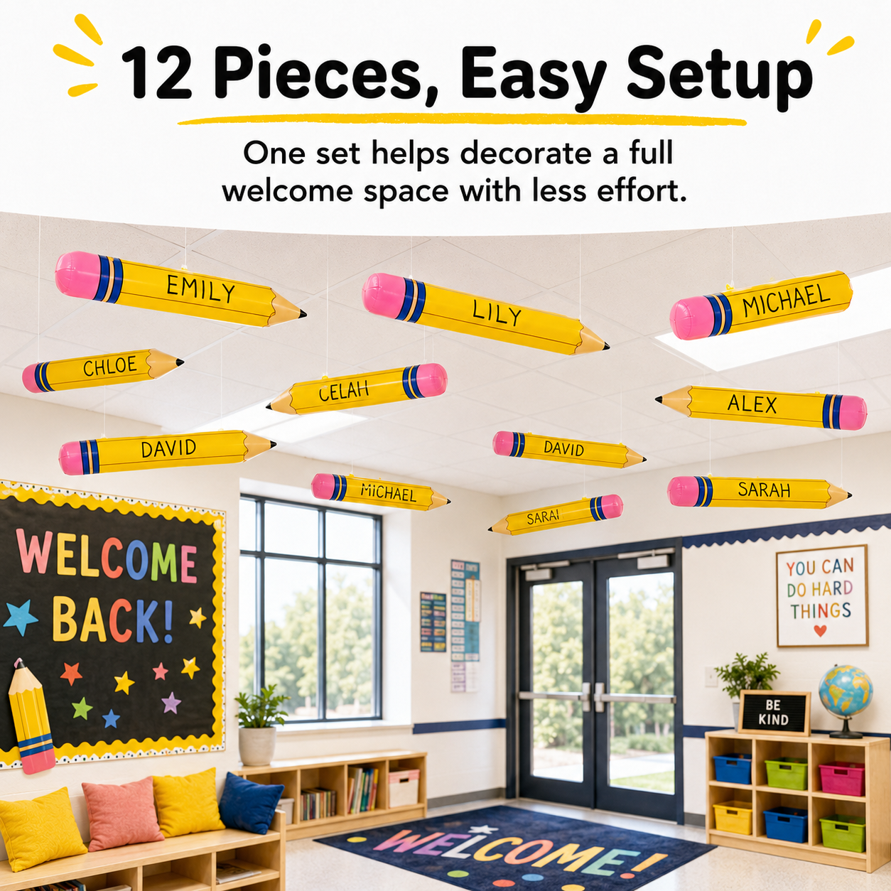 📢 55% OFF ENDS TODAY 💥 ✏️ 12Pcs Giant Inflatable Pencils (27"/44") | Back to School Decor 🎈