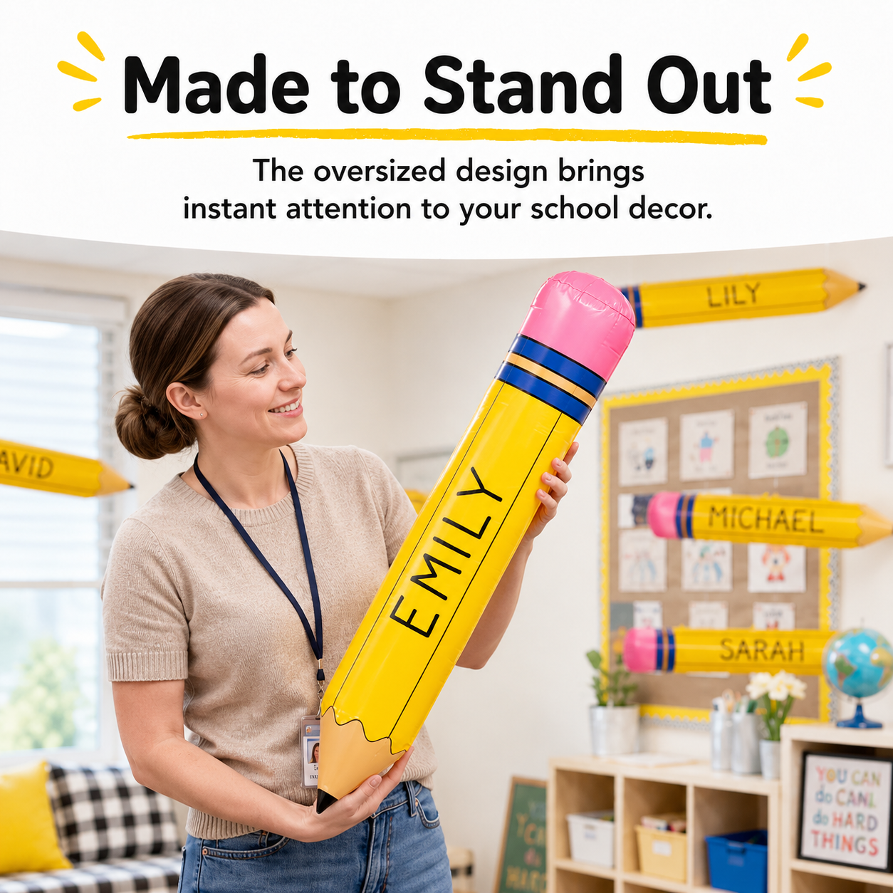 📢 55% OFF ENDS TODAY 💥 ✏️ 12Pcs Giant Inflatable Pencils (27"/44") | Back to School Decor 🎈