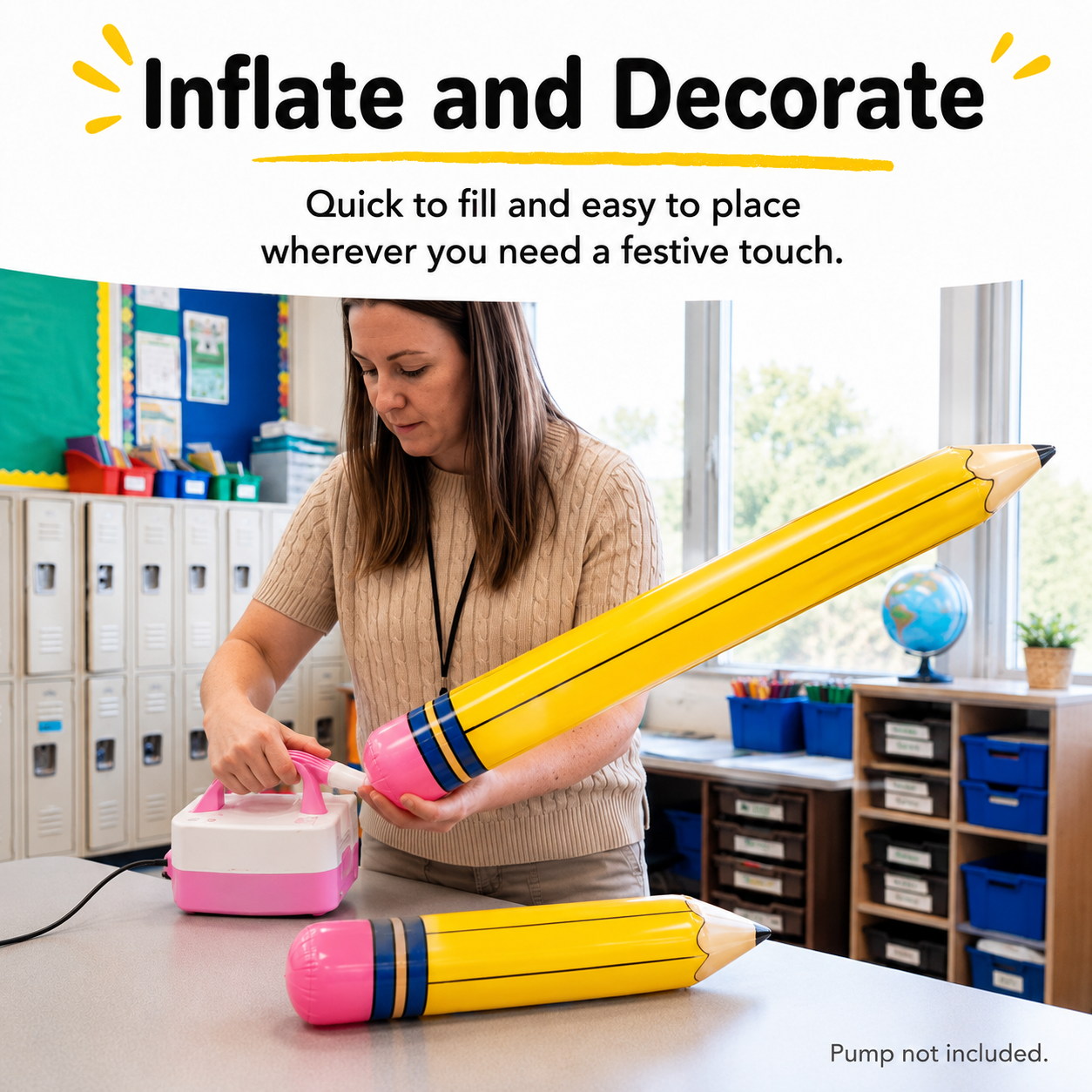 📢 55% OFF ENDS TODAY 💥 ✏️ 12Pcs Giant Inflatable Pencils (27"/44") | Back to School Decor 🎈