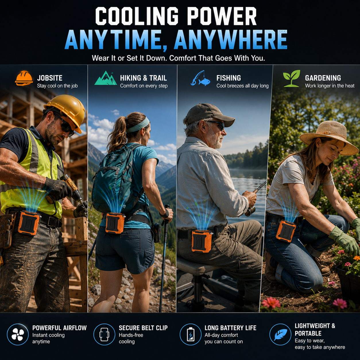🔥 Turbo Waist Fan💨 Powerful airflow blows directly under your shirt