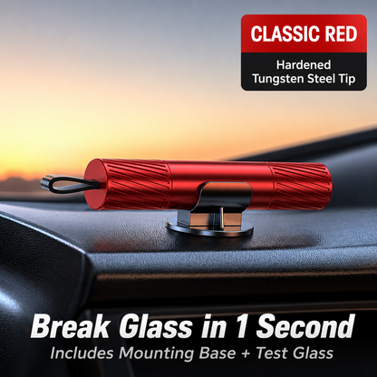 💥2-in-1 Emergency Escape Tool – 🔪 Spring-Loaded Window Breaker & Concealed Seat Belt Cutter – Compact Metal Car Safety Essential with Mount Base