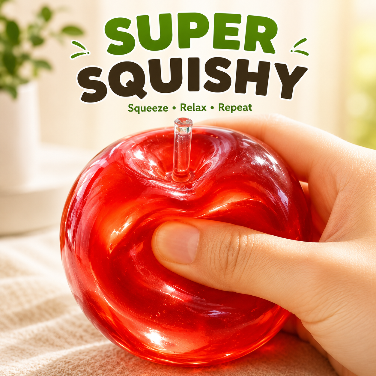 🍏 Realistic Jelly Apple Stress Reliever | Slow-Rising Sensory Toy