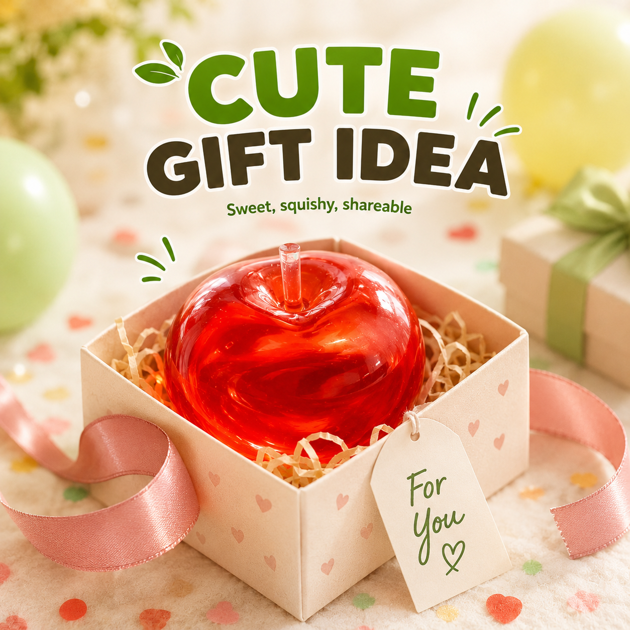 🍏 Realistic Jelly Apple Stress Reliever | Slow-Rising Sensory Toy