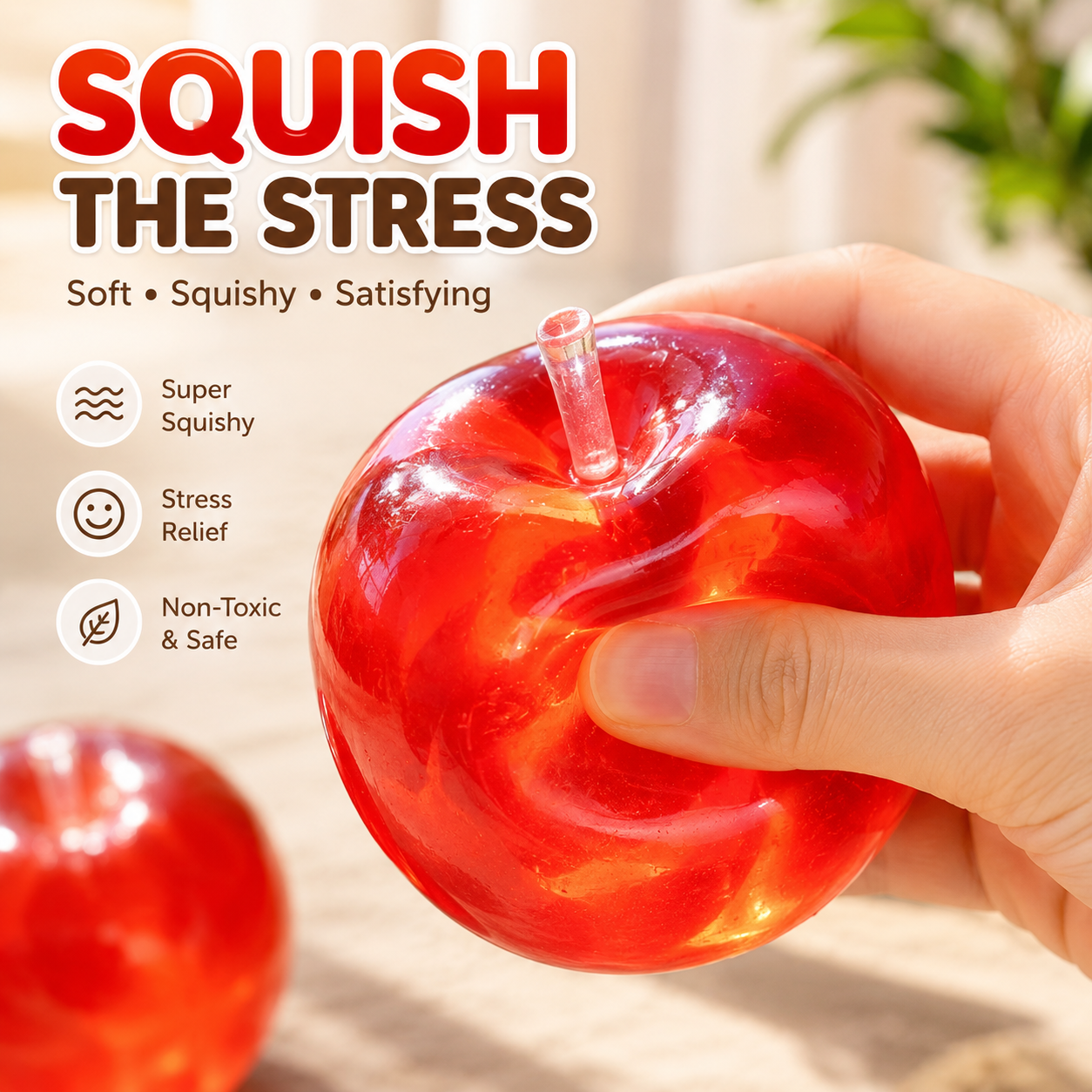 🍏 Realistic Jelly Apple Stress Reliever | Slow-Rising Sensory Toy