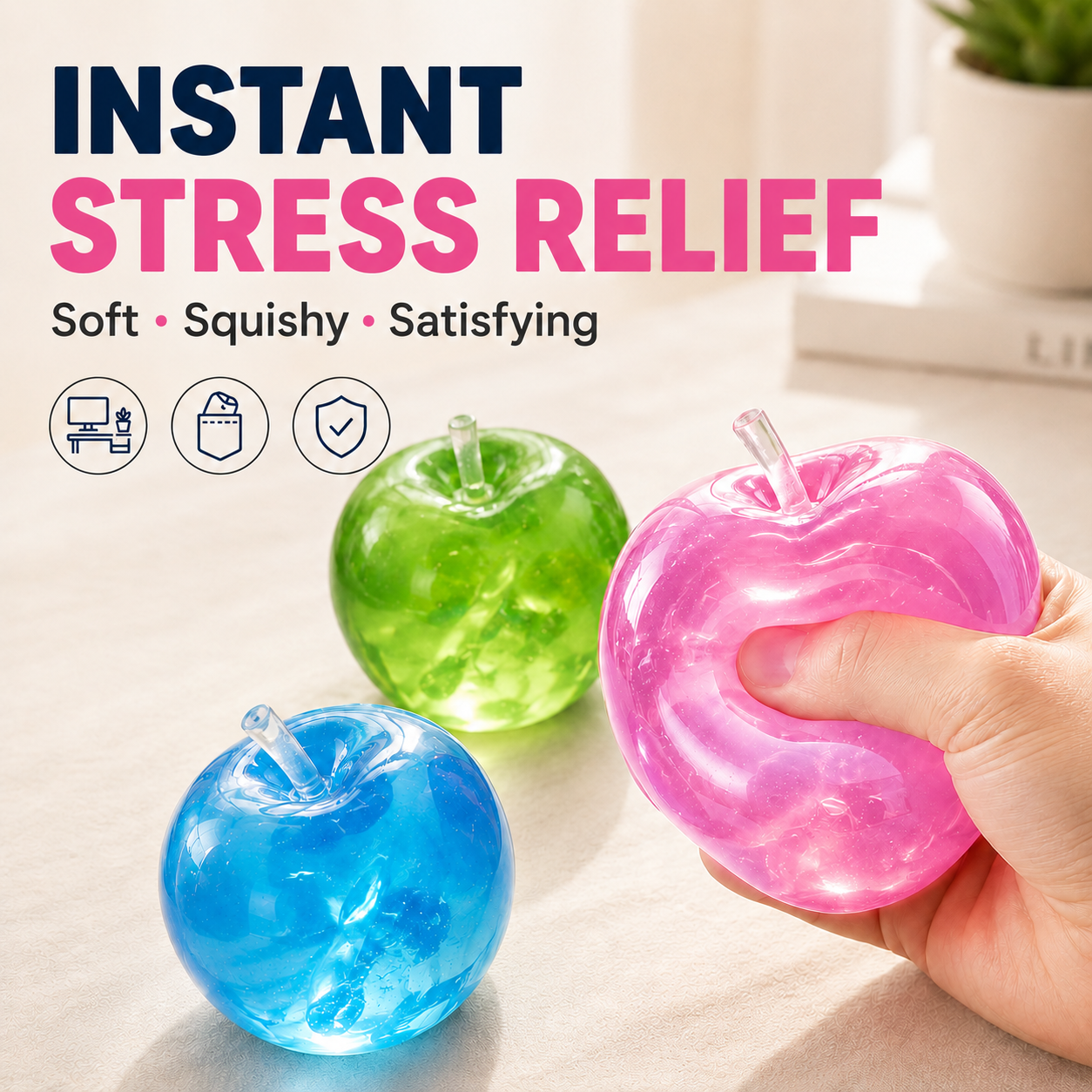 🍏 Realistic Jelly Apple Stress Reliever | Slow-Rising Sensory Toy