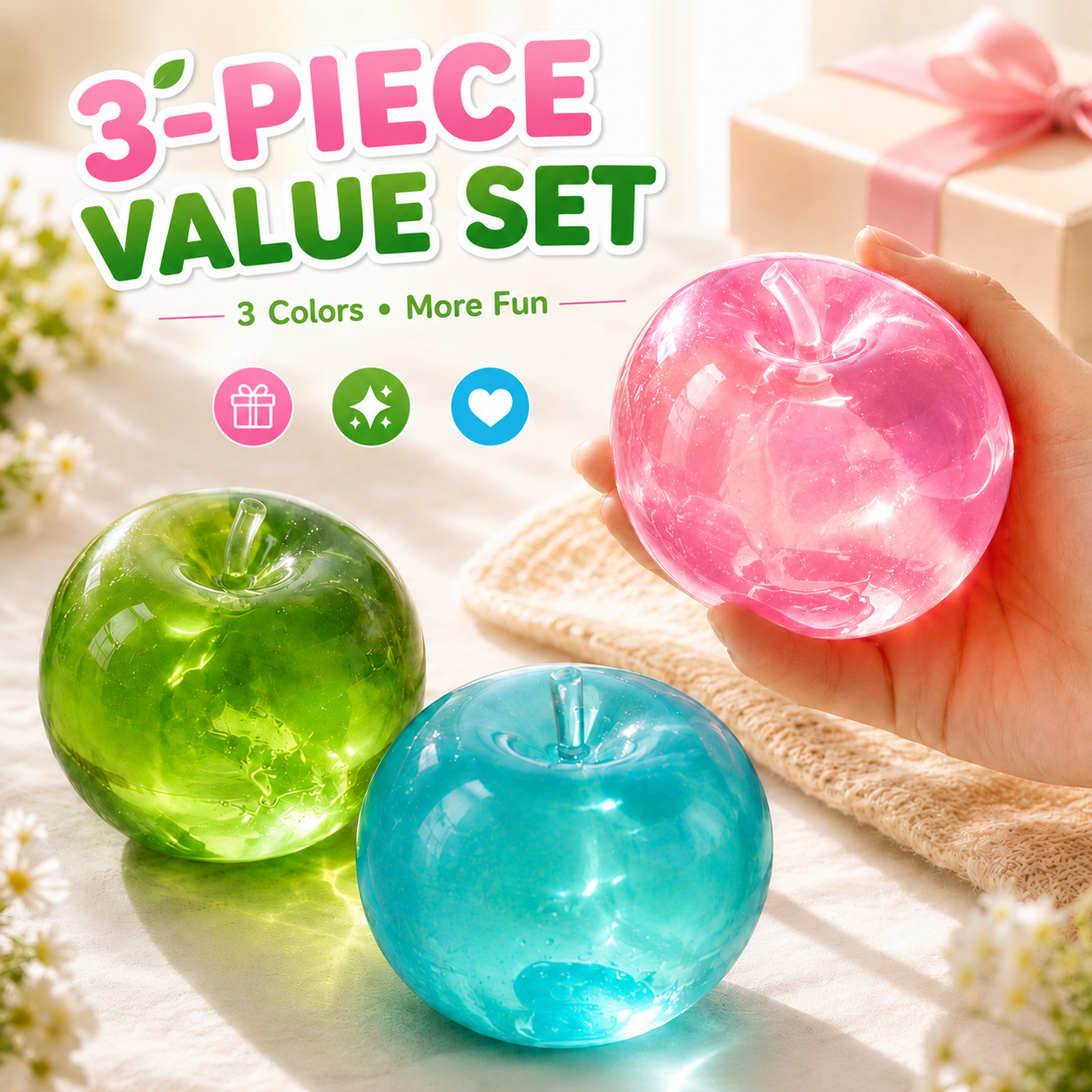 🍏 Realistic Jelly Apple Stress Reliever | Slow-Rising Sensory Toy