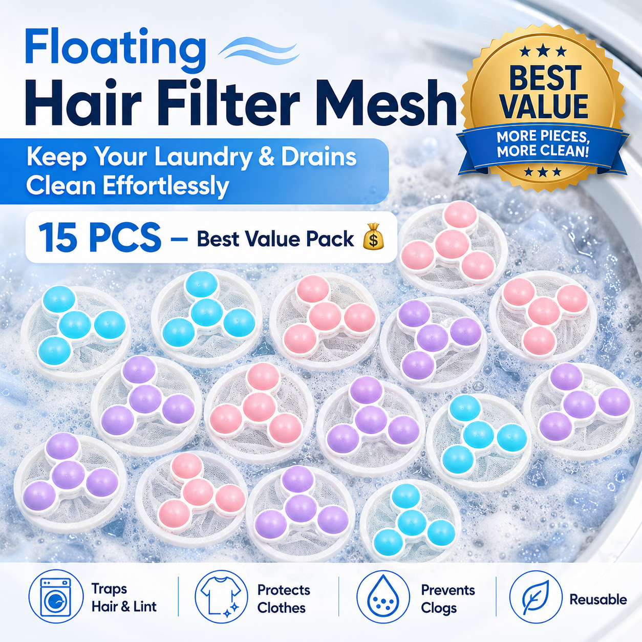 🐾FLASH SALE🧼 Floating Hair Catcher for Laundry & Bathroom
