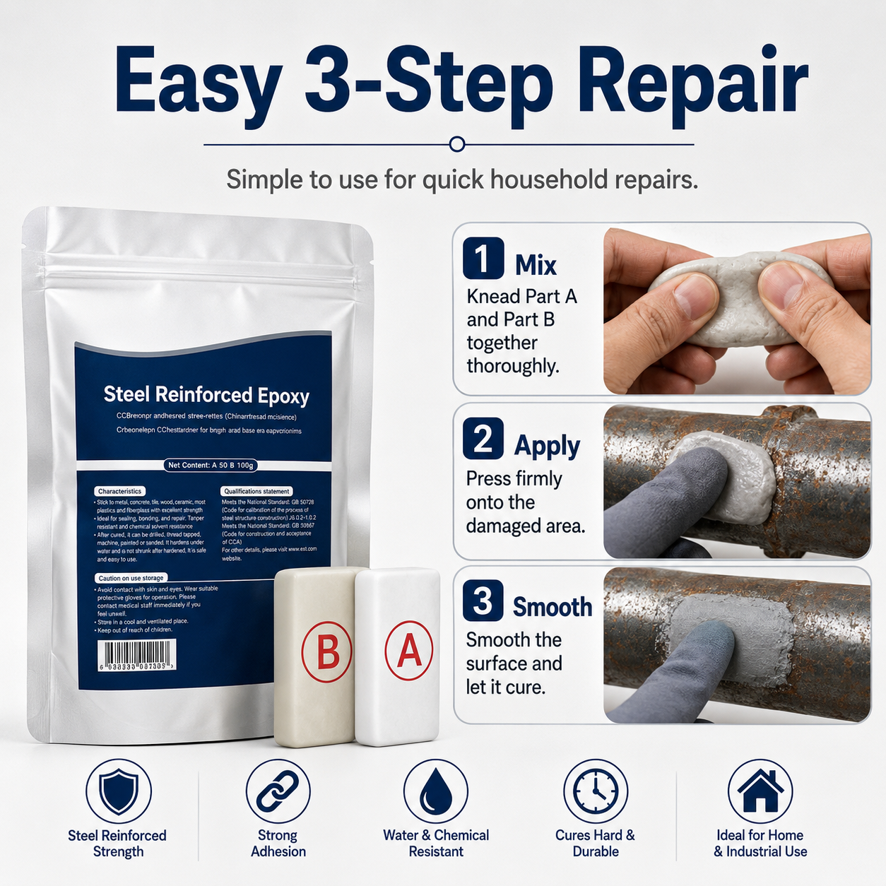 💥SAVE 50% NOW🛠️ Epoxy Repair Putty – ⚡ Sets in 5 Minutes, Cures Like Steel – Fix Furniture, Pipes, Ceramics & More – 4000 PSI Strength