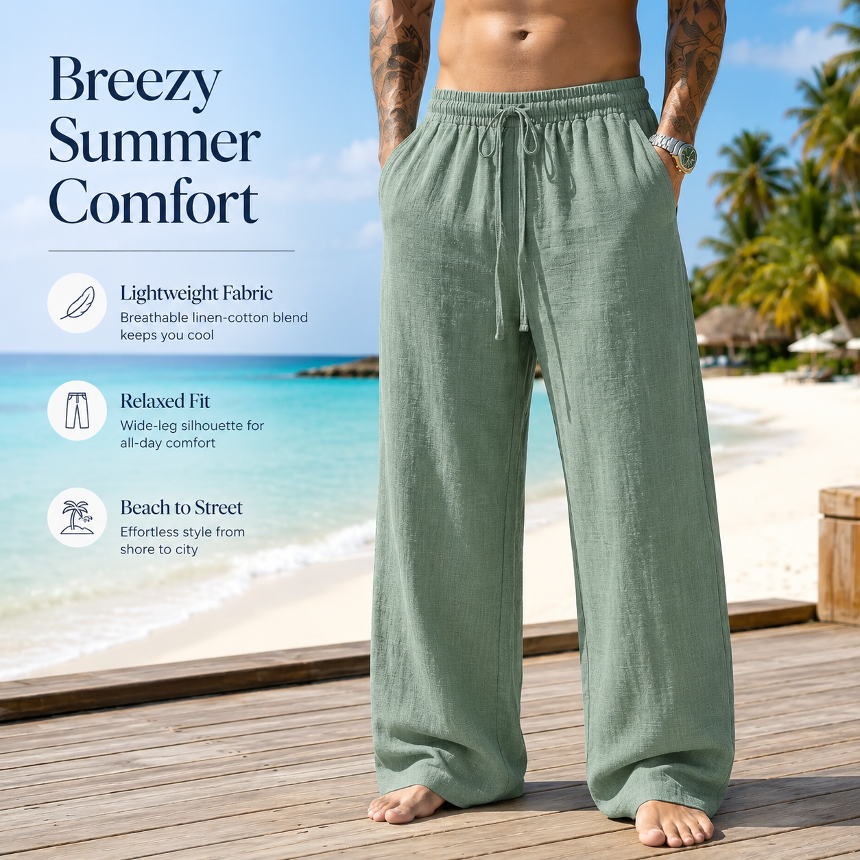 ☀️ Beat The Heat 50% OFF – 👖 Cool & Breathable Summer Pants – Non-Sheer, Relaxed Straight Leg