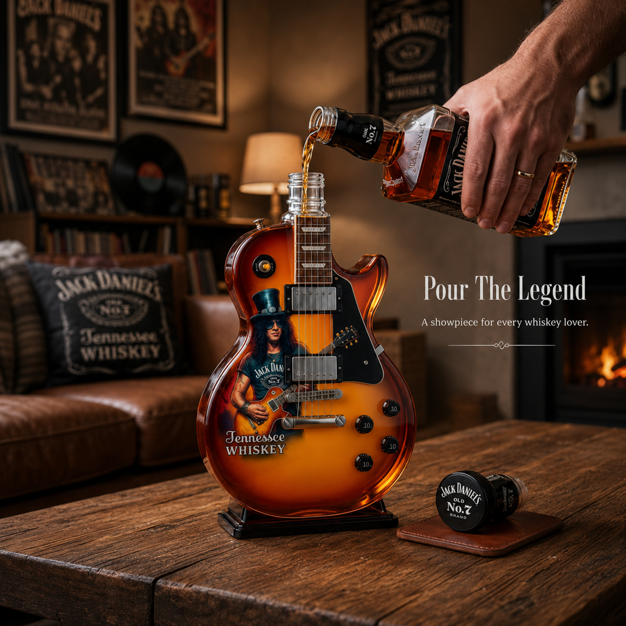 🎸 Electric Guitar Whiskey Bottle – 🥃 Rock-Inspired Collectible Display – Home Bar Decor & Gift for Music Fans