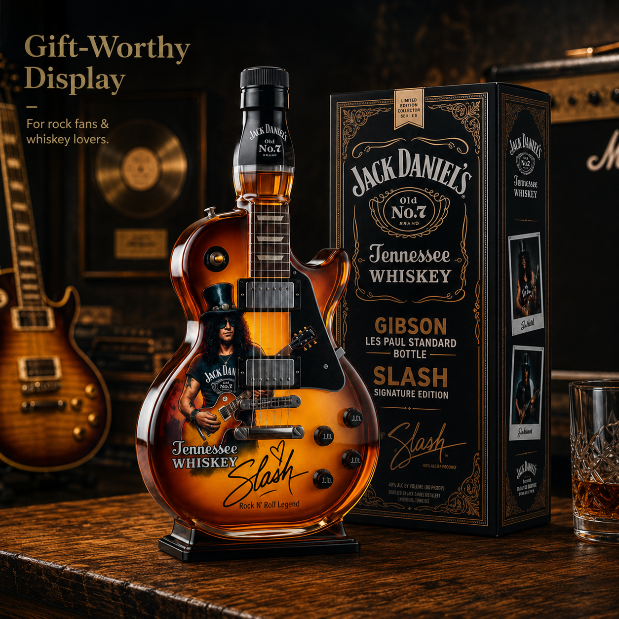 🎸 Electric Guitar Whiskey Bottle – 🥃 Rock-Inspired Collectible Display – Home Bar Decor & Gift for Music Fans