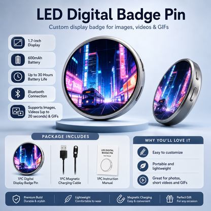 ✨ Smart Digital Display Badge | Photos, GIFs & Custom Style
