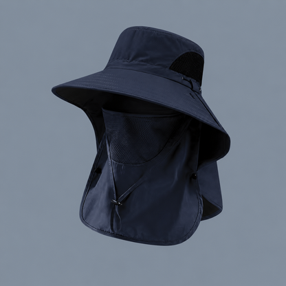 🔥 Closeout Sale – 🧢 Full Coverage Outdoor Sun Hat – Detachable Face Cover, Breathable Mesh, Lightweight for Fishing & Hiking