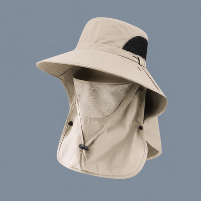 🔥 Closeout Sale – 🧢 Full Coverage Outdoor Sun Hat – Detachable Face Cover, Breathable Mesh, Lightweight for Fishing & Hiking