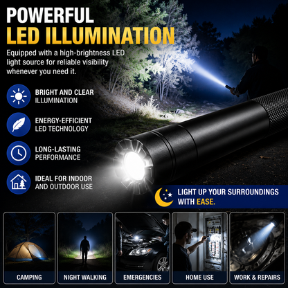 🔦 Long-Handle LED Emergency Flashlight | 3 Lighting Modes