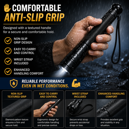 🔦 Long-Handle LED Emergency Flashlight | 3 Lighting Modes