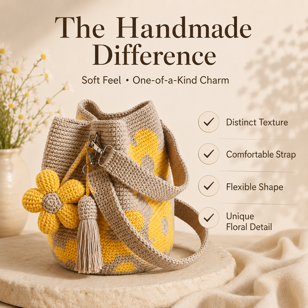 🔥🔥Hot Sale Handmade Crochet Flower Tote 🌼✨