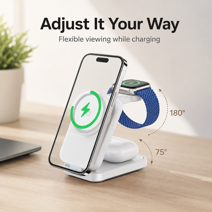⚡ 3-in-1 Foldable Magnetic Charger – Charge Phone, Watch & Earbuds at Once