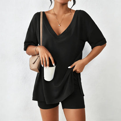 ⚡️ Ultra-Soft V-Neck Two-Piece Oversized Loungewear Set - From Couch to Street ✨