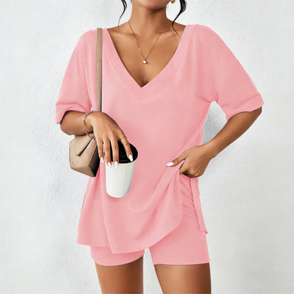 ⚡️ Ultra-Soft V-Neck Two-Piece Oversized Loungewear Set - From Couch to Street ✨